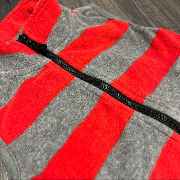 Carter’s Fleece Red And Grey Striped Vest - Picture 2 of 5